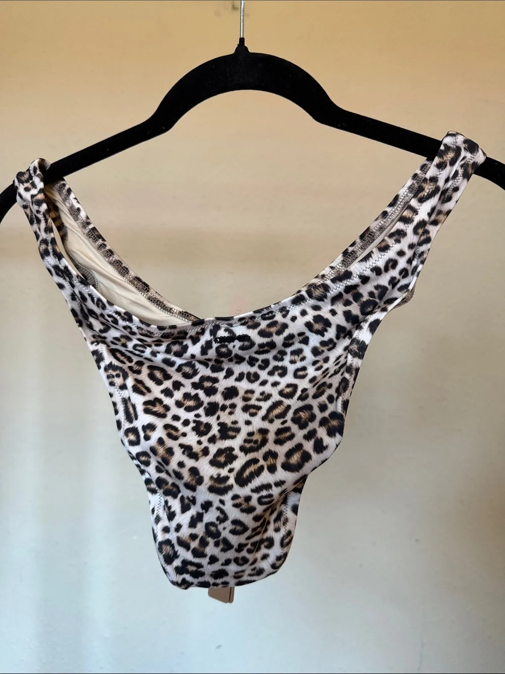 SKIMS SWIM CHEEKY TANGA BIKINI BOTTOM CHAMPAGNE LEOPARD PRINT size L